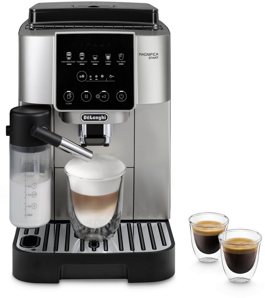De'Longhi Kaffeevollautomat Start Milk ECAM220.80.SB, Milchkaraffe inklusive, Perfekter Cappuccino, Für cremigen Barista-Milchschaum – auch für