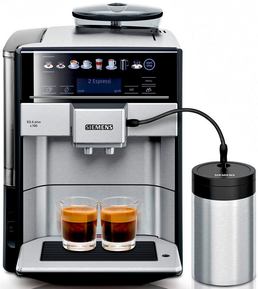 SIEMENS Kaffeevollautomat EQ6 plus s700 TE657M03DE, viele Kaffeespezialitäten, Doppeltassenfunk, Edelstahl-Milchbehälter, automatische – Bild 2