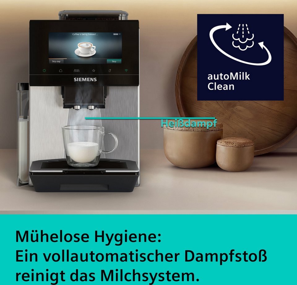 SIEMENS Kaffeevollautomat EQ900 TQ923E03, 41 versch. Getränke, XL-Getränke, Doppeltassenfunktion, farbiges 6.8'' TFT-Display, individuelle – Bild 2