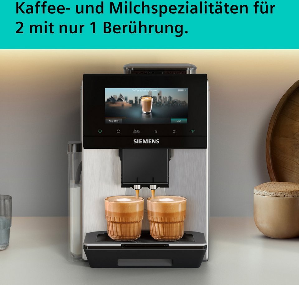 SIEMENS Kaffeevollautomat EQ900 TQ923E03, 41 versch. Getränke, XL-Getränke, Doppeltassenfunktion, farbiges 6.8'' TFT-Display, individuelle – Bild 5