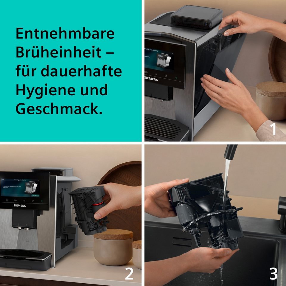 SIEMENS Kaffeevollautomat EQ900 TQ923E03, 41 versch. Getränke, XL-Getränke, Doppeltassenfunktion, farbiges 6.8'' TFT-Display, individuelle – Bild 9